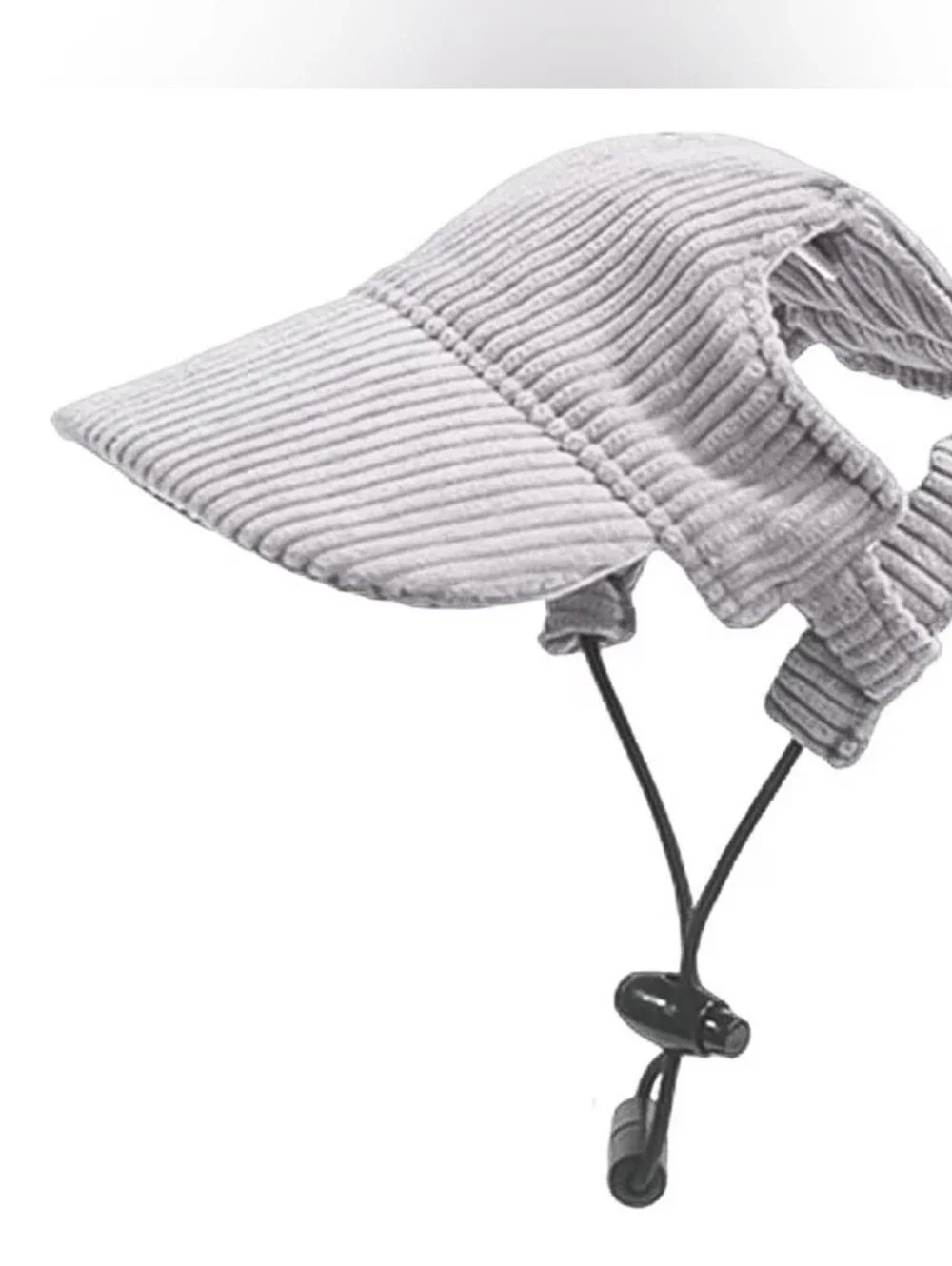 🐶 NWOT Gray Cordoroy Dog Baseball Cap Sun Hat Sunbonnet Visor w/Ear Holes Lg 🐶